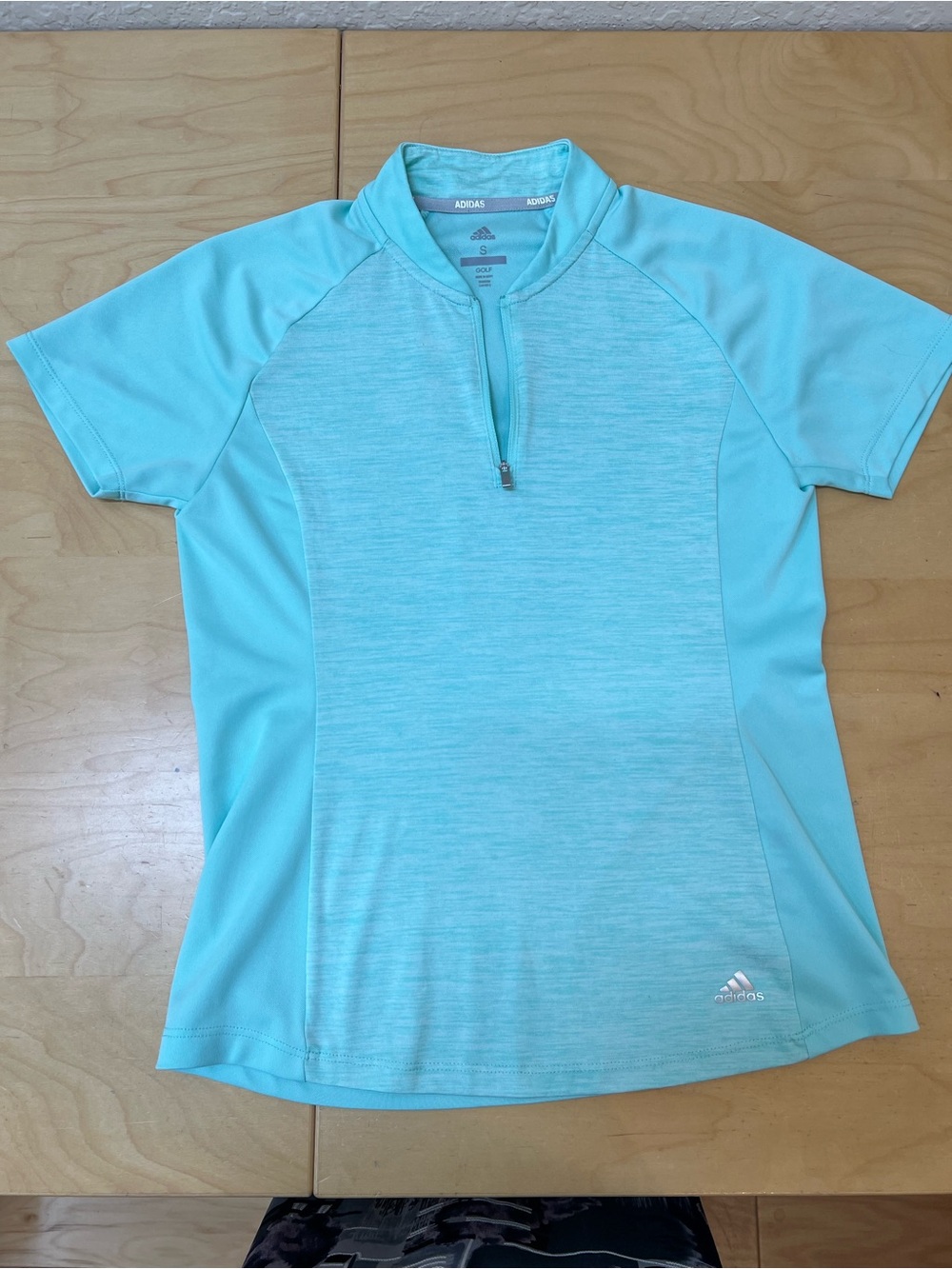 adidas Women's Aqua Short-Sleeve Zip golf Athletic Top size S